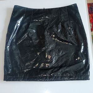 Black vinyl faux latex/leather mini skirt